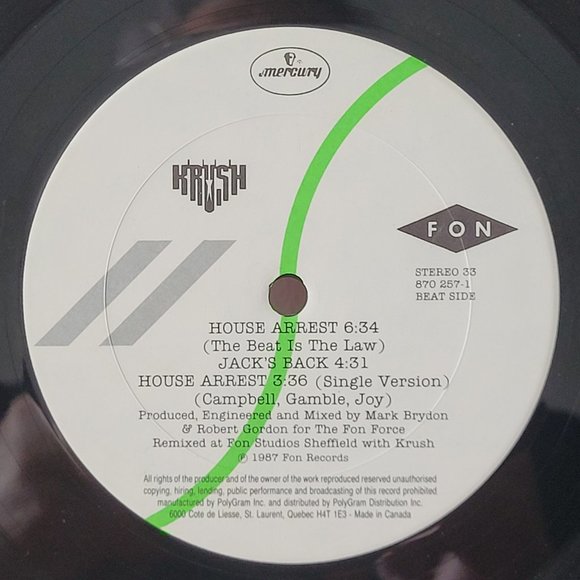 VINTAGE 1987, KRUSH, HOUSE ARREST 12" E.P.!!! - Picture 2 of 6